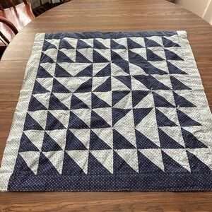 Vintage Handmade Pinwheel Patchwork Quilt Blue Calico Floral Cottagecore Farm